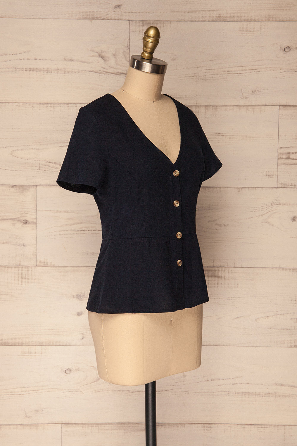 Nuoro Océan Navy Button-Up Peplum Shirt | La Petite Garçonne 3