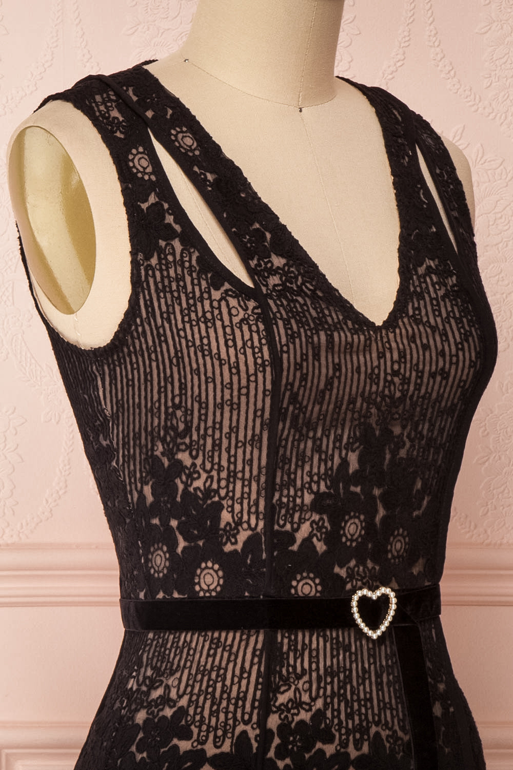 Nuying Black & Beige Lace A-Line Cocktail Dress | Boutique 1861 4