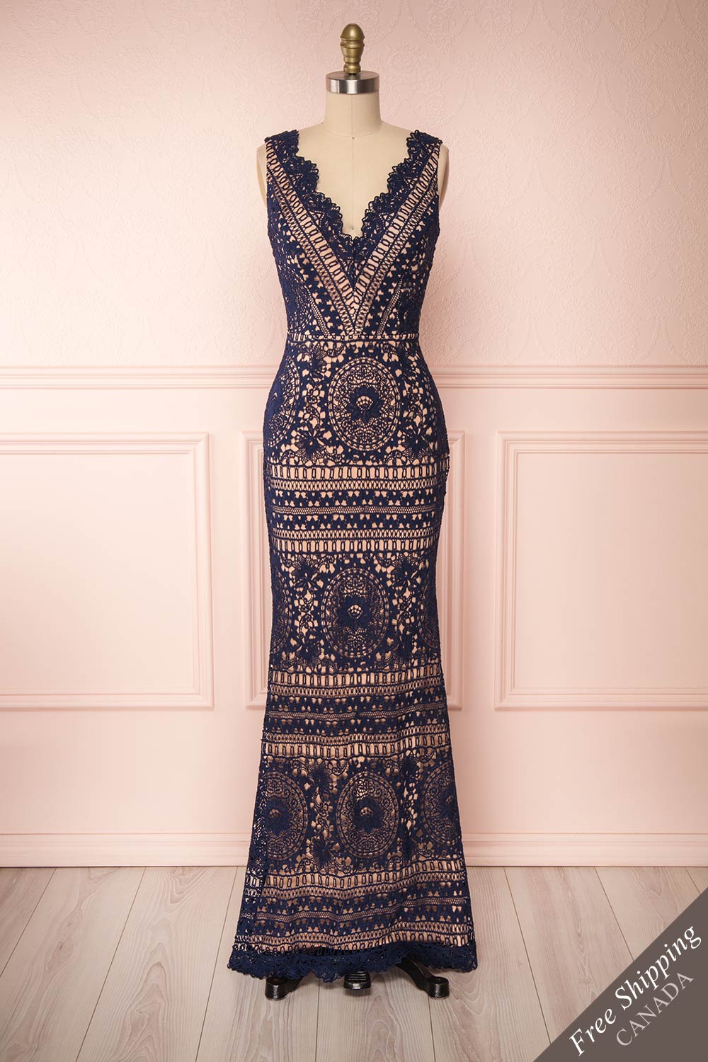 Nyura Navy Blue Lace Mermaid Dress | Robe | Boutique 1861 front view