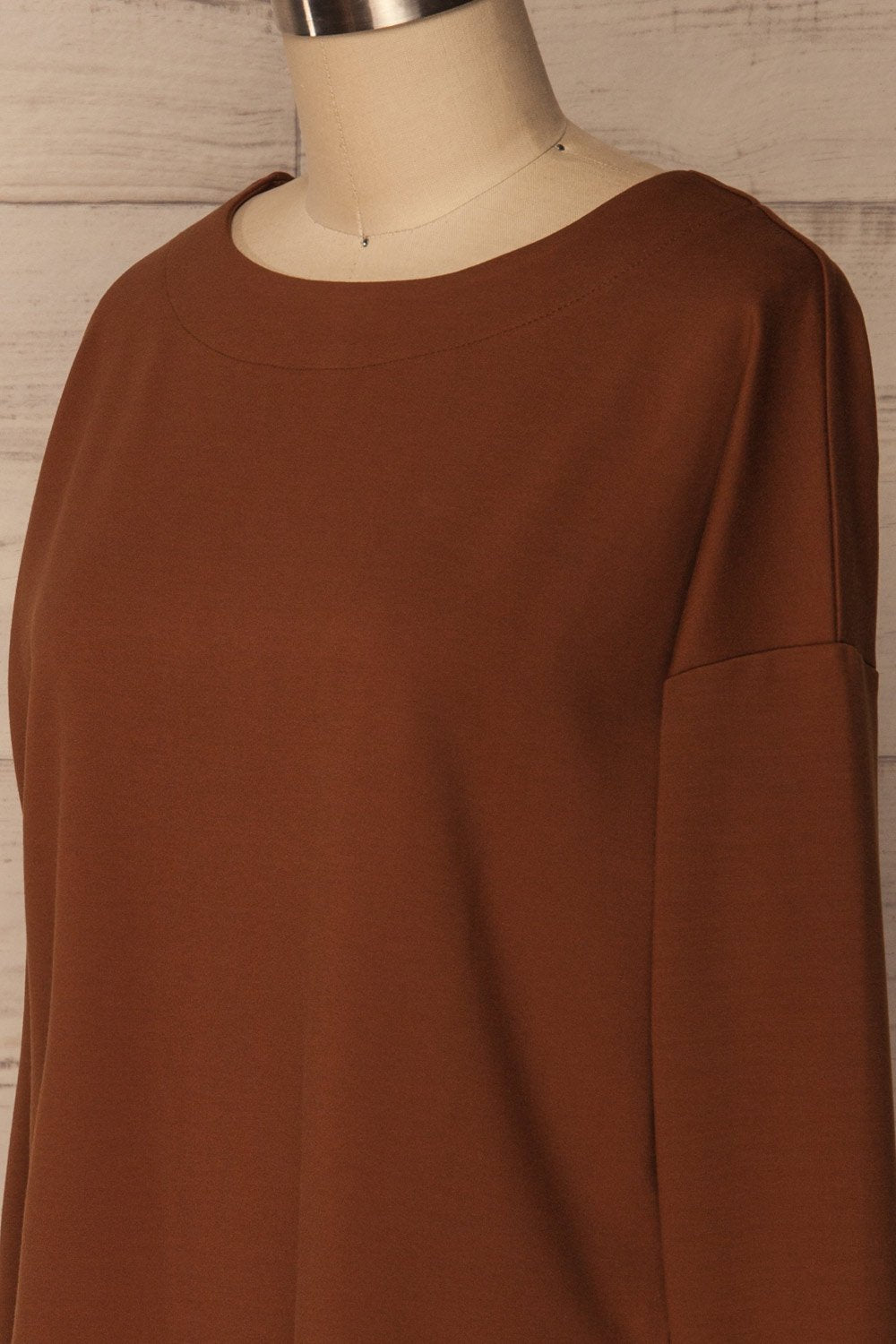 Obledo Mocha Brown Long Sleeved Asymmetrical Top | La Petite Garçonne 4