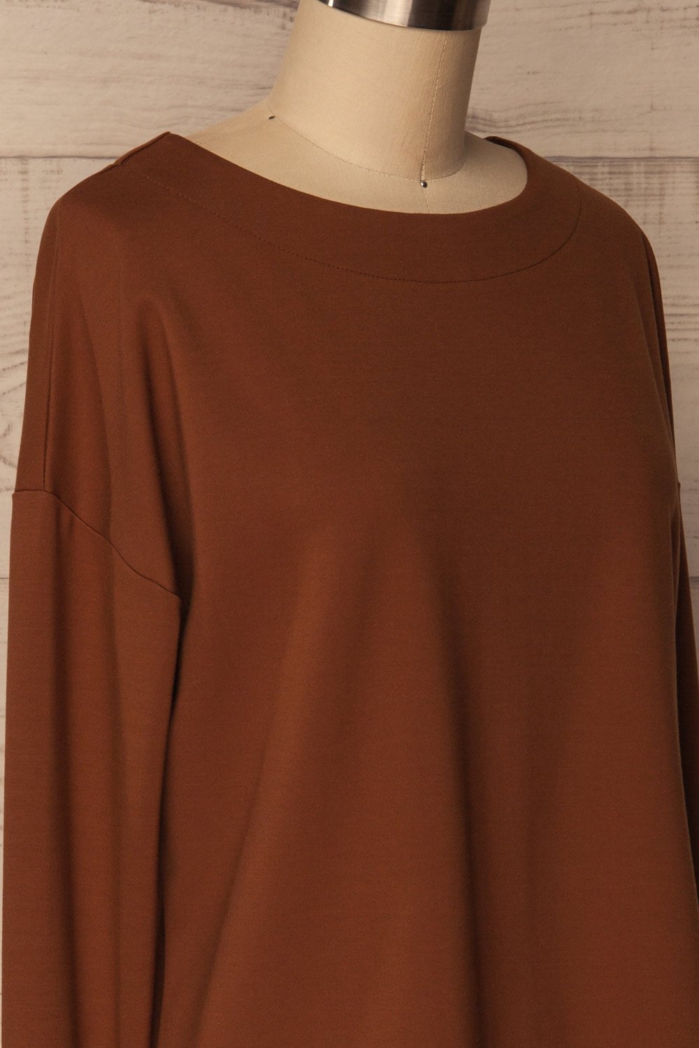 Obledo Mocha Brown Long Sleeved Asymmetrical Top | La Petite Garçonne 6