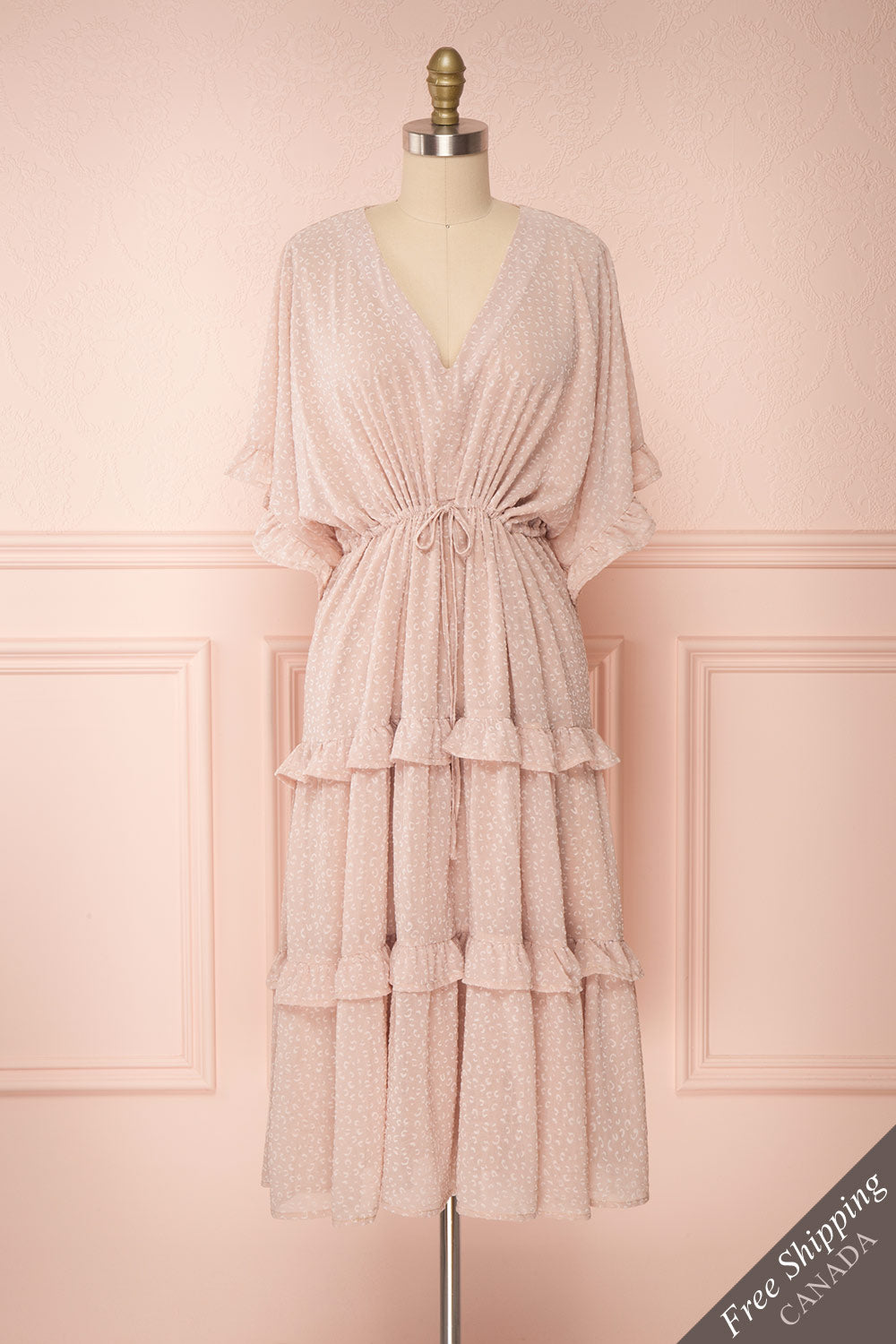 Odyssee Light Pink Patterned Maxi Dress | Boutique 1861 front view