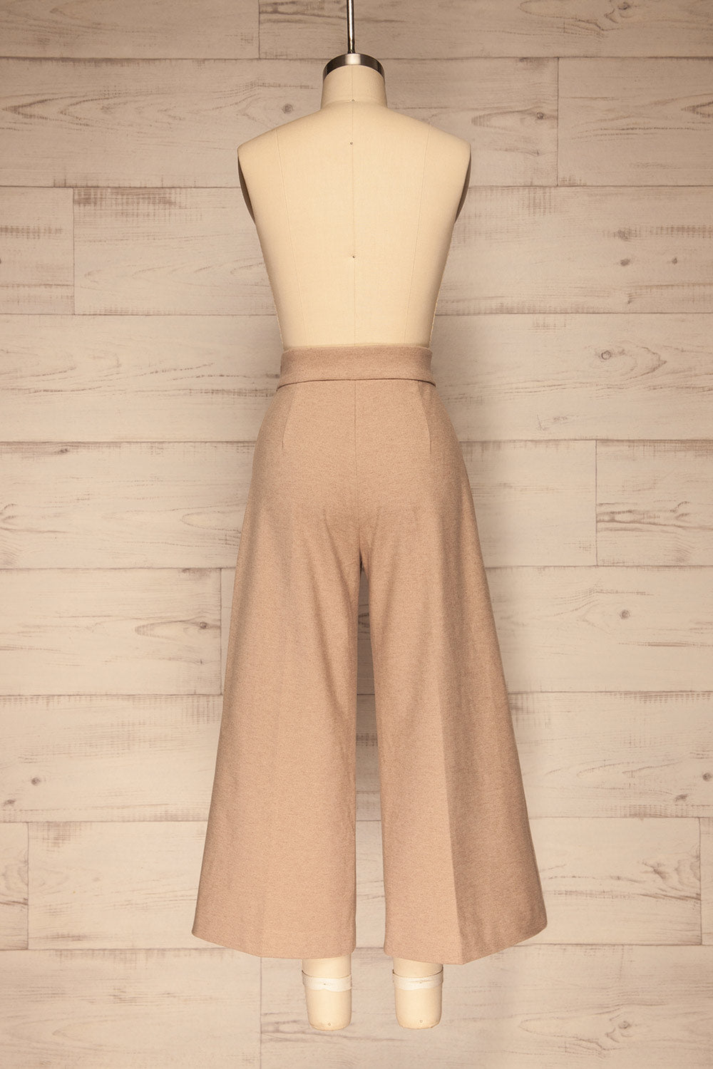 Ohrid Beige Wide Leg Cropped Pants | La petite garçonne back view