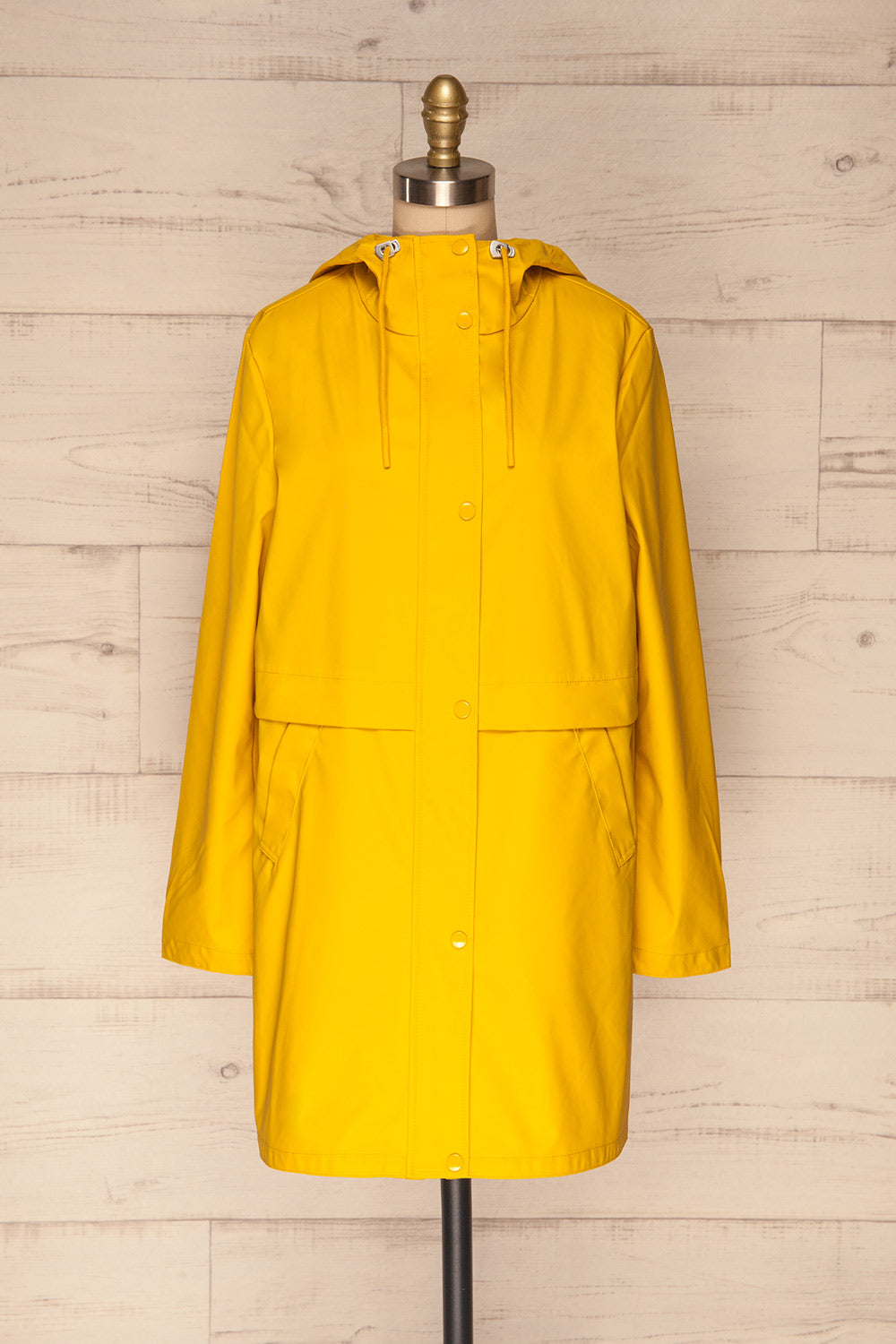 Oldham Yellow Matte Raincoat | La Petite Garçonne front view