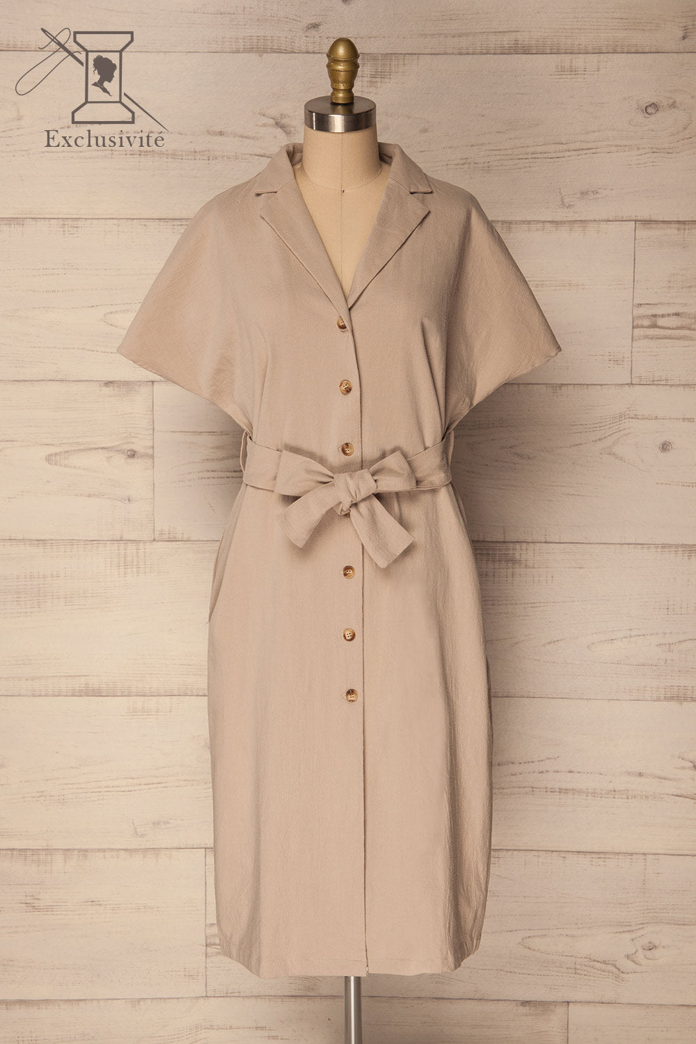 Olsana Sable Button Up Dress with Belt | La Petite Garçonne