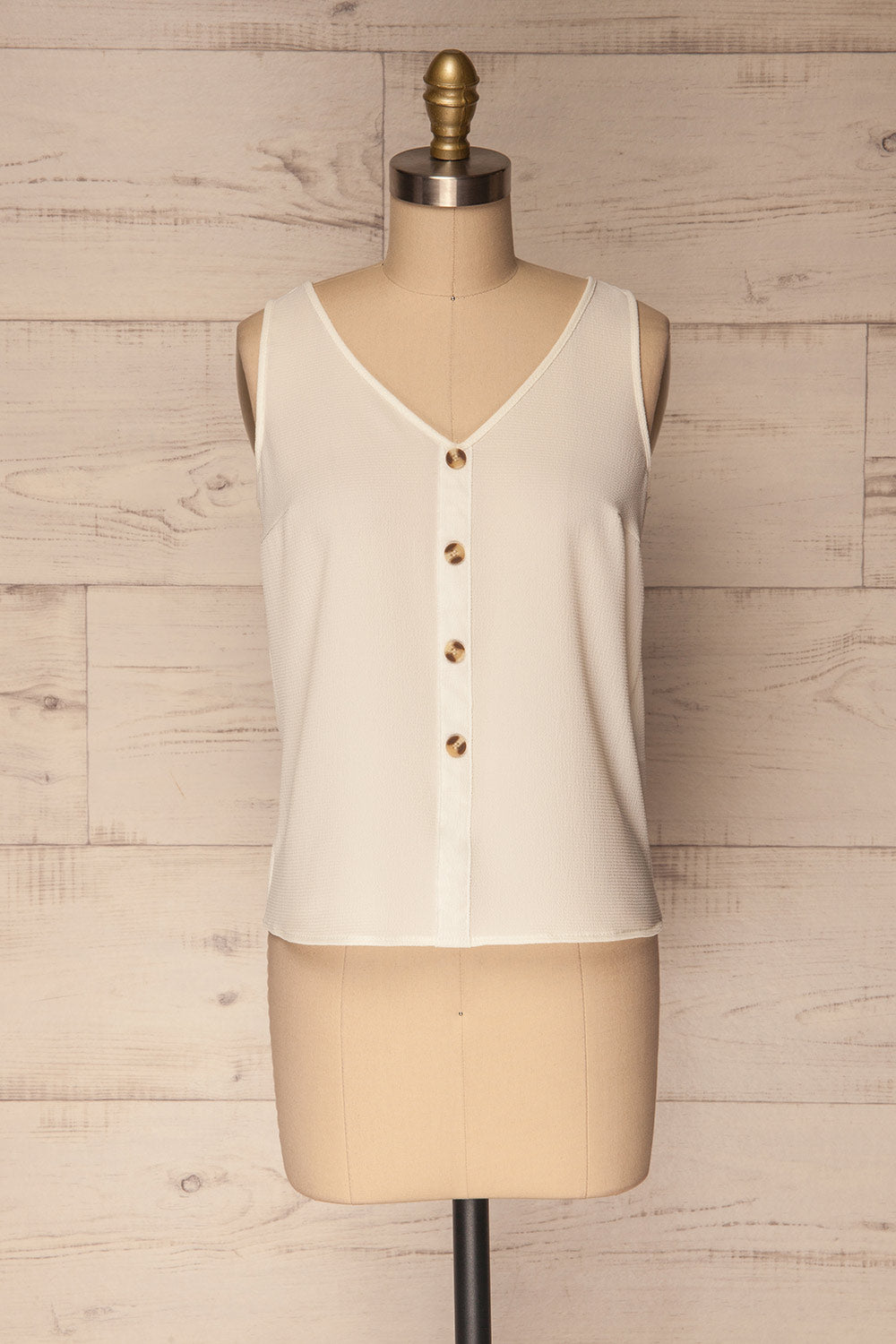 Ongina White Crepe Button-Up Camisole | La Petite Garçonne 1