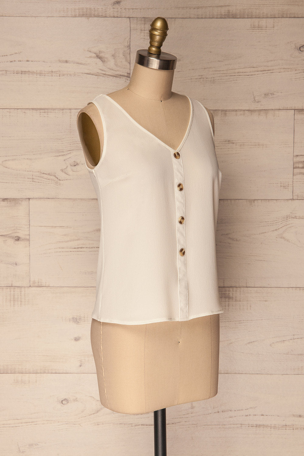 Ongina White Crepe Button-Up Camisole | La Petite Garçonne 3