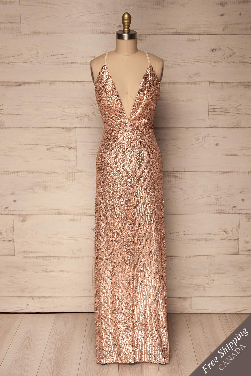 Onzo Pink Sequined A-Line Gown | La Petite Garçonne