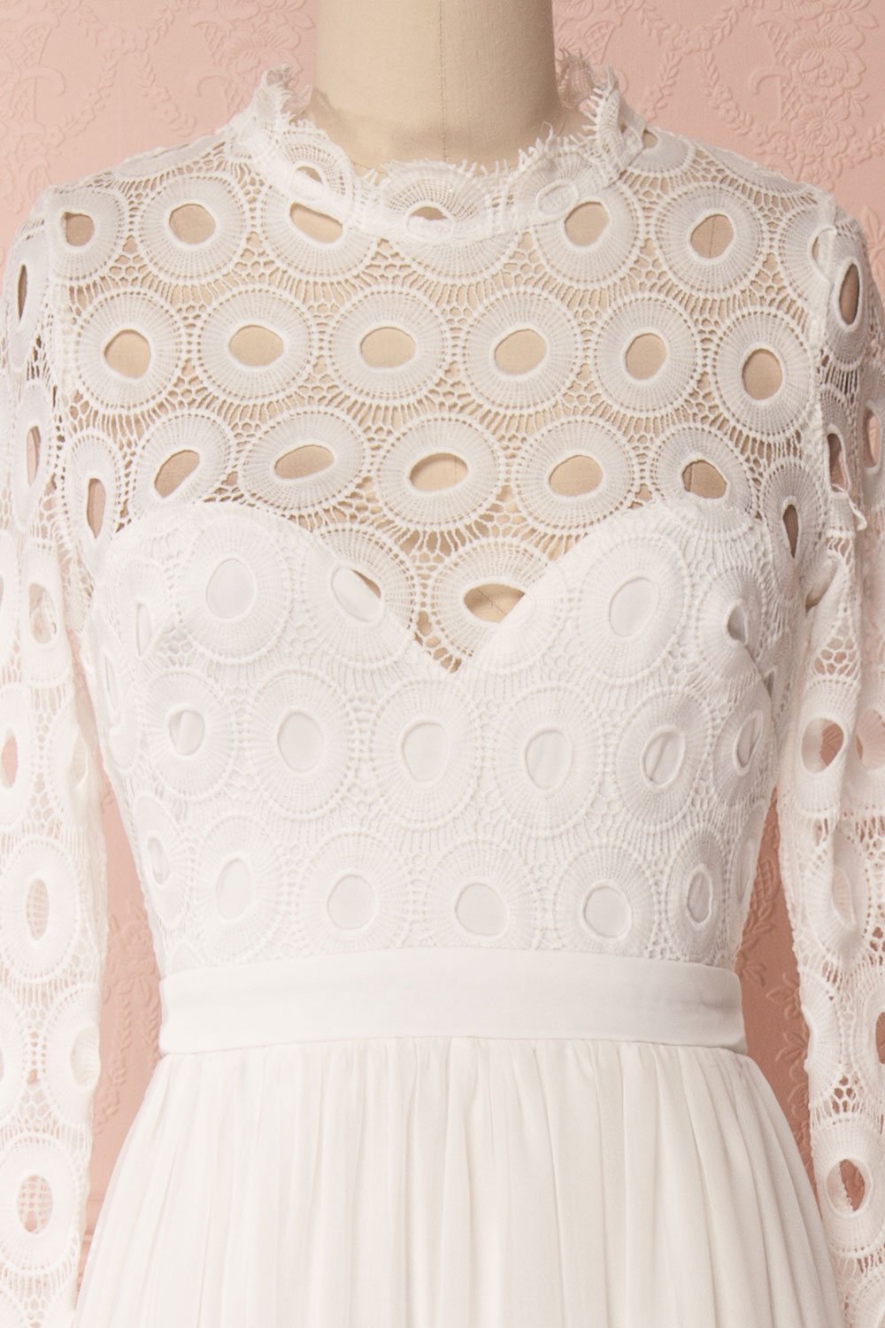 Orama Ivory Long Sleeve Openwork Lace & Mesh Gown | Boudoir 1861