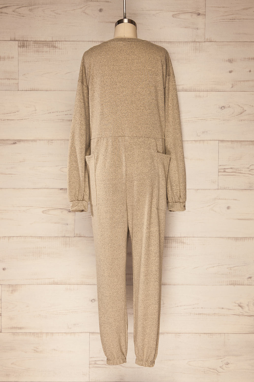 Ordino Beige One-Piece V-Neck Pyjama | La petite garçonne back view