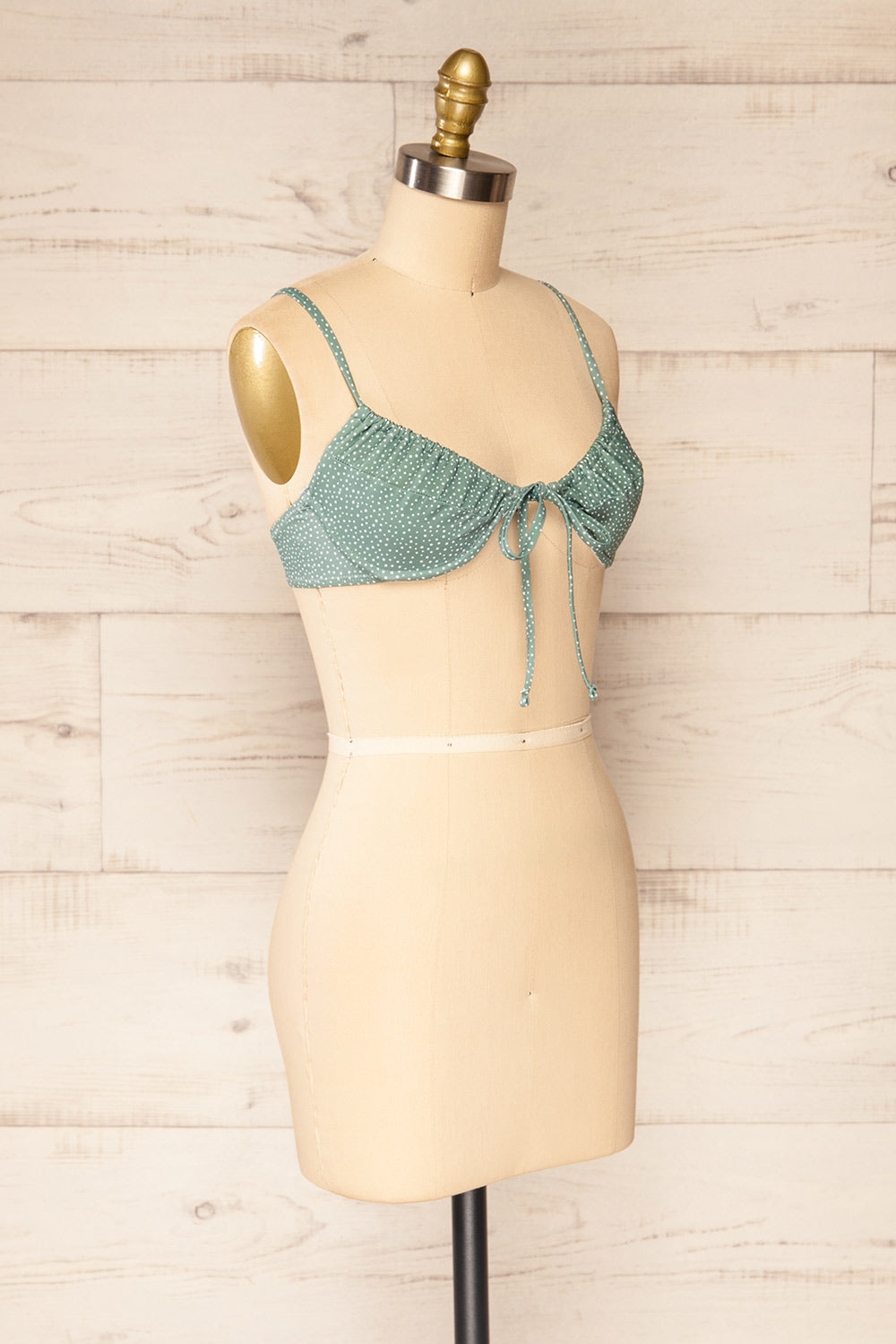 Orel Green Polka Dot Bikini Top w/ Underwire | La petite garçonne side view