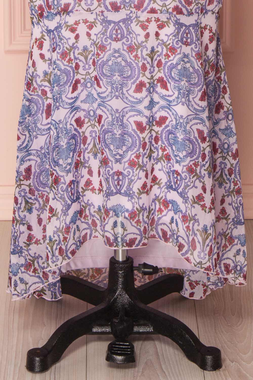 Orieta Lilac Pink Floral & Frills Maxi Dress | Boutique 1861