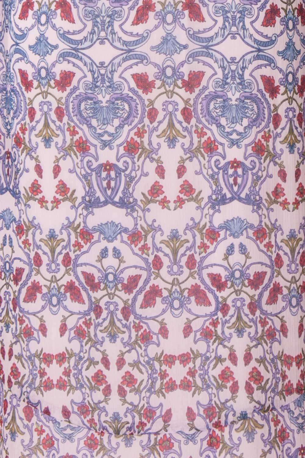 Orieta Lilac Pink Floral & Frills Maxi Dress | Boutique 1861