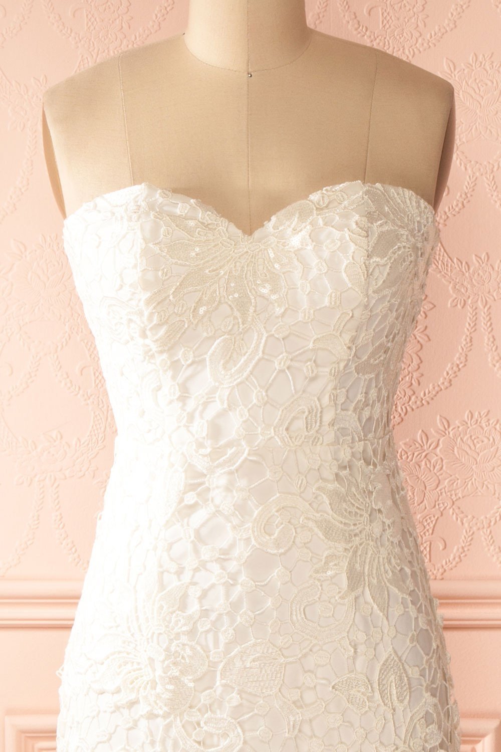 Orva Blanc - White maxi dress with overall lace