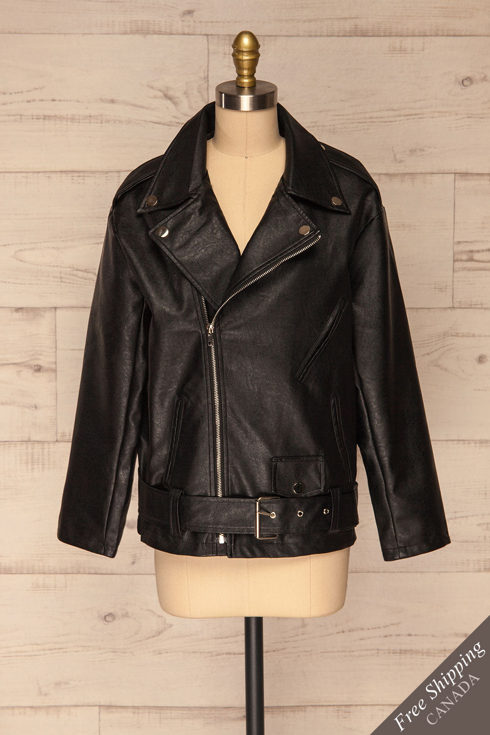 Ostrowiec Black Oversized Motorcycle Jacket | La petite garçonne front view