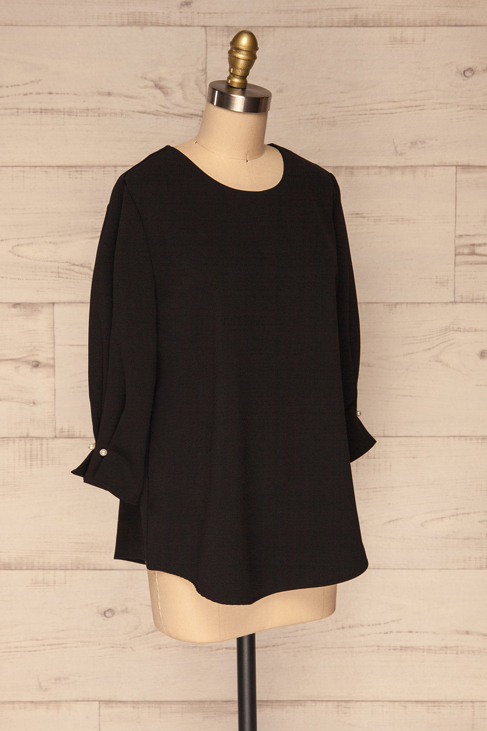 Otake Black Top w/ Pearls | Haut Noir | La Petite Garçonne side view