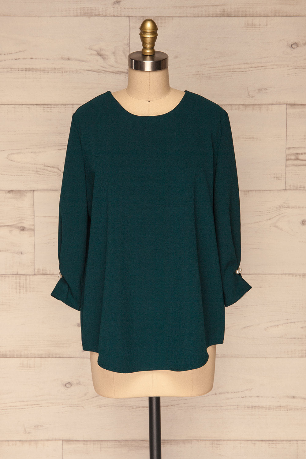 Otake Green Top w/ Pearls | Haut Vert | La Petite Garçonne front view