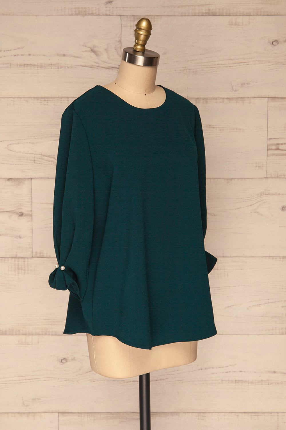 Otake Green Top w/ Pearls | Haut Vert | La Petite Garçonne side view