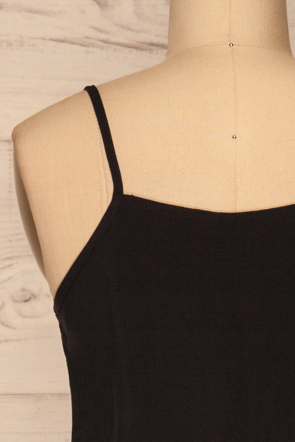 Pabianice Black Cropped Cami w/ Frills | La petite garçonne back close-up