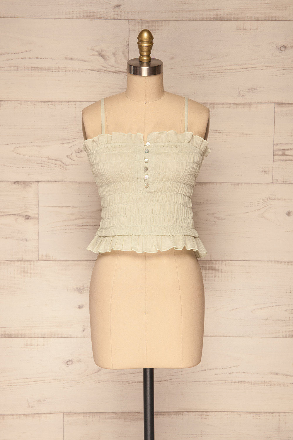 Padul Summer Sage Ruched Bustier Crop Top | La Petite Garçonne 1