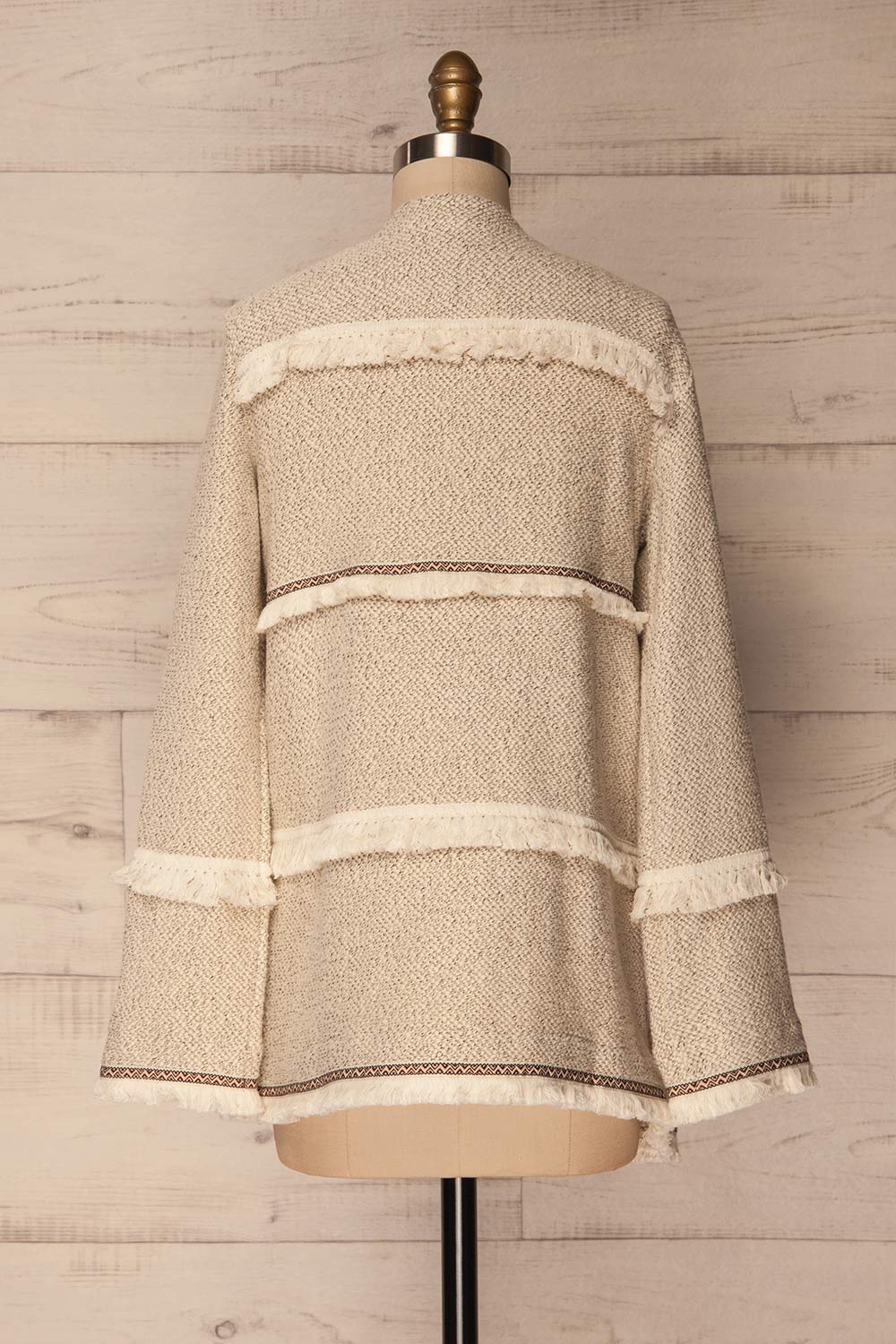 Paggese Ivory Open Jacket with Pattern & Fringe | La petite garçonne 6