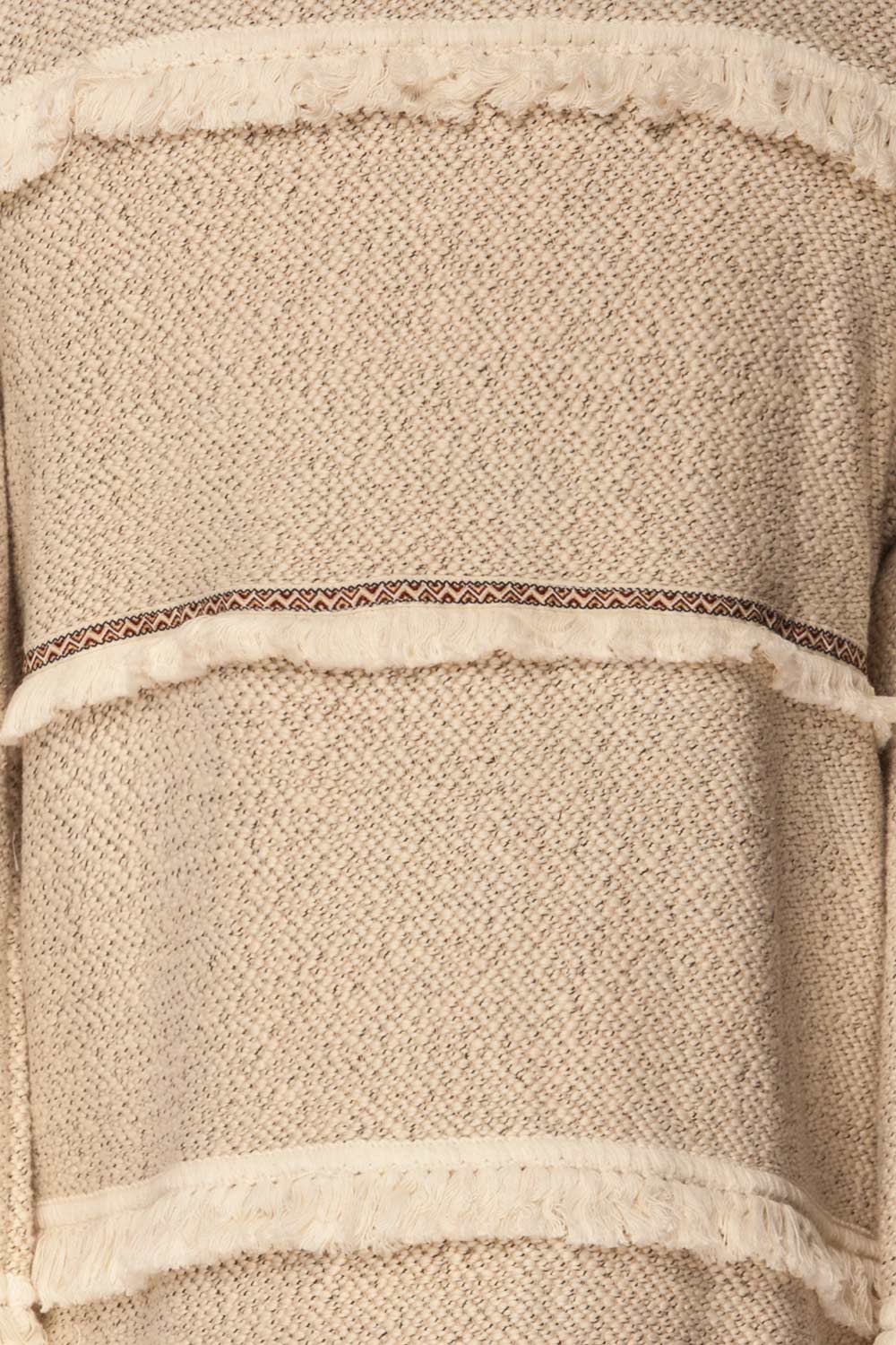 Paggese Ivory Open Jacket with Pattern & Fringe | La petite garçonne 8