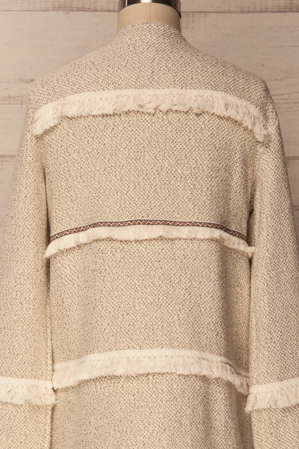 Paggese Ivory Open Jacket with Pattern & Fringe | La petite garçonne 5