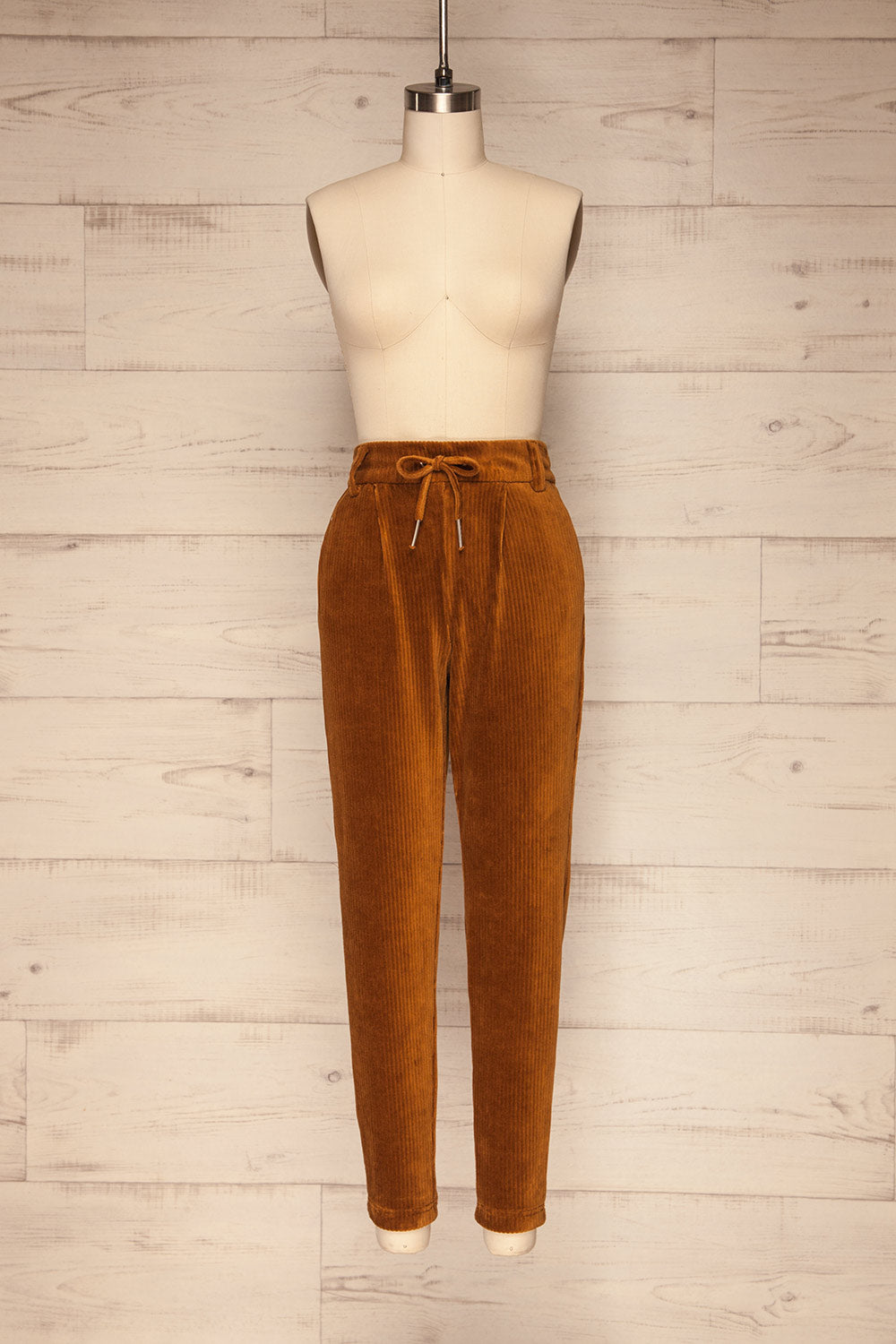 Pasio Chestnut Brown Corduroy Pants | La Petite Garçonne front view