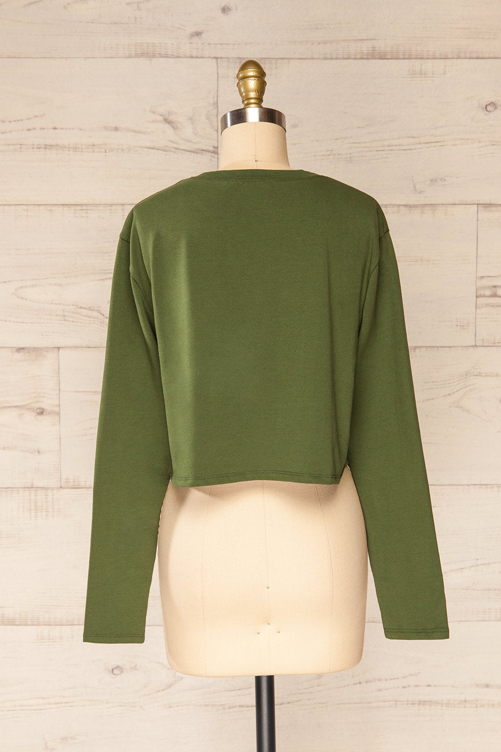 Pato Green Long Sleeve Crop Top | La petite garçonne back view