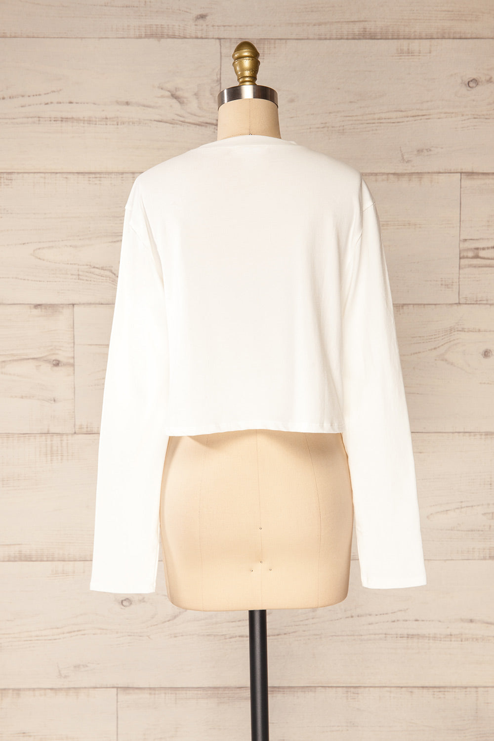 Pato White Long Sleeve Crop Top | La petite garçonne back view