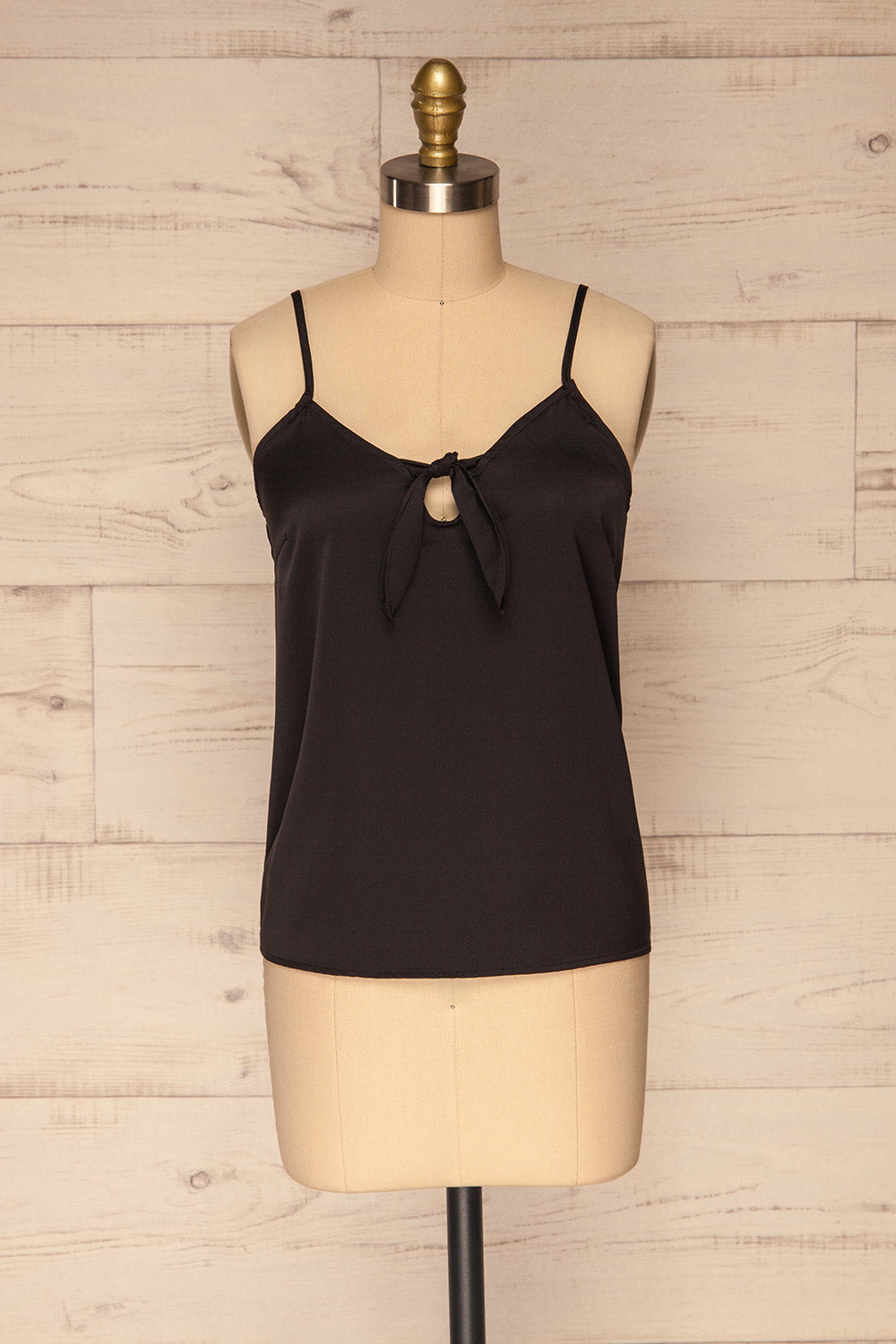 Paularo Blackberry Black Tank Top w/ Bow | La petite garçonne front view