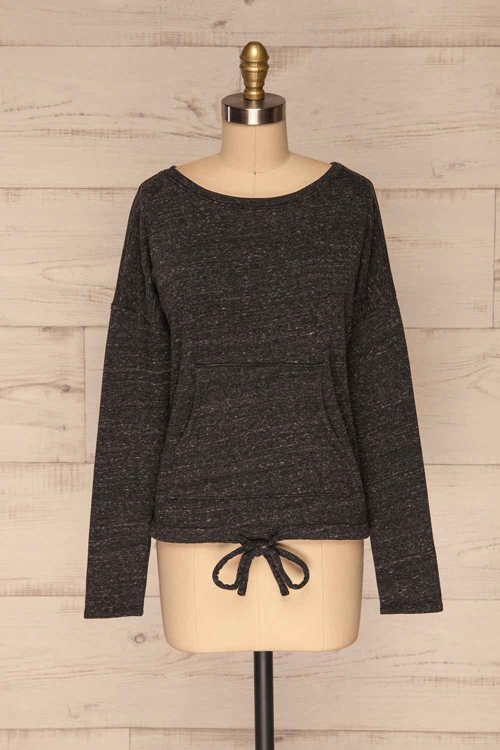 Pecani Grey Long Sleeved Top | Chandail | La Petite Garçonne front view