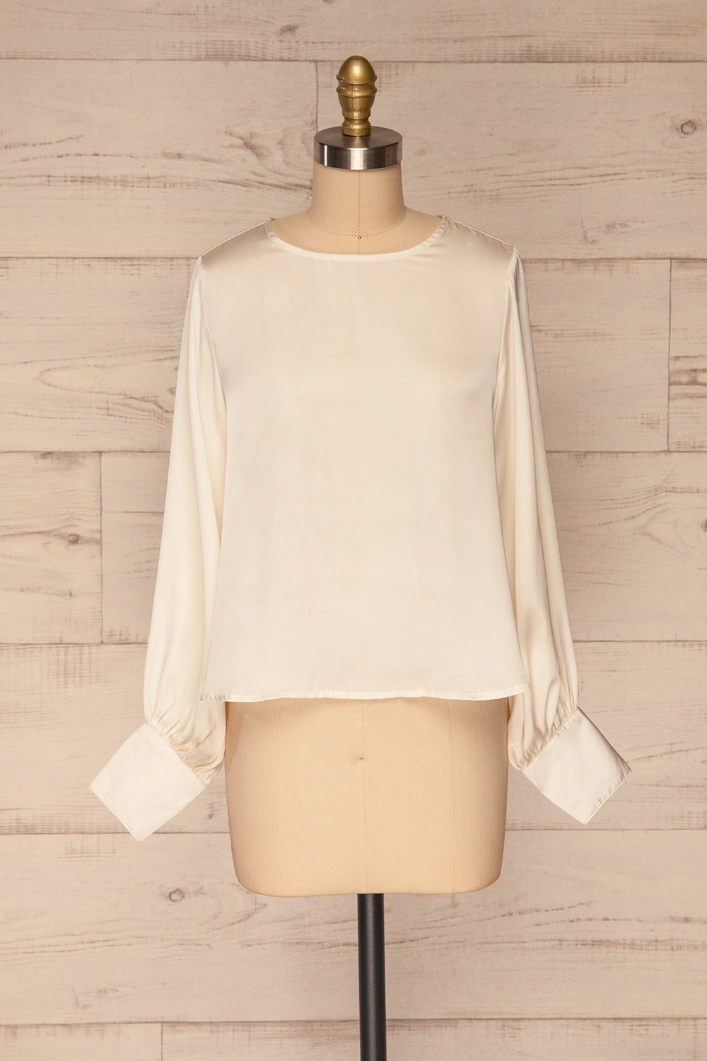 Pelplin Ivory Long Sleeve Silky Blouse | La petite garçonne front view