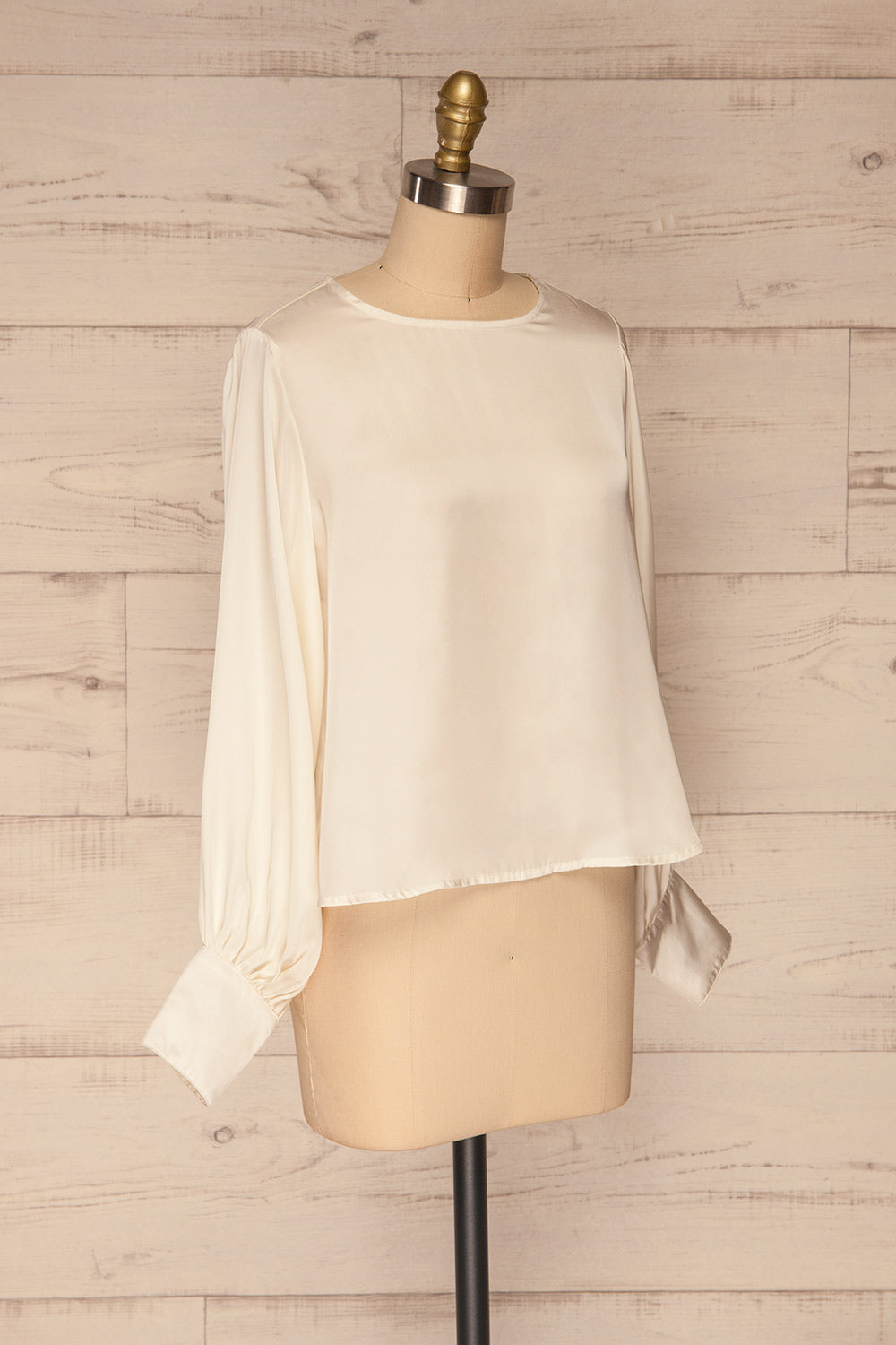 Pelplin Ivory Long Sleeve Silky Blouse | La petite garçonne side view