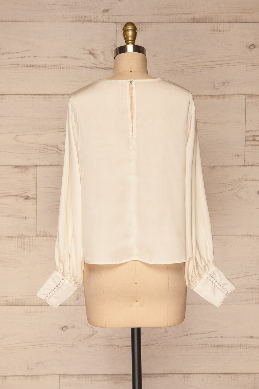Pelplin Ivory Long Sleeve Silky Blouse | La petite garçonne back view