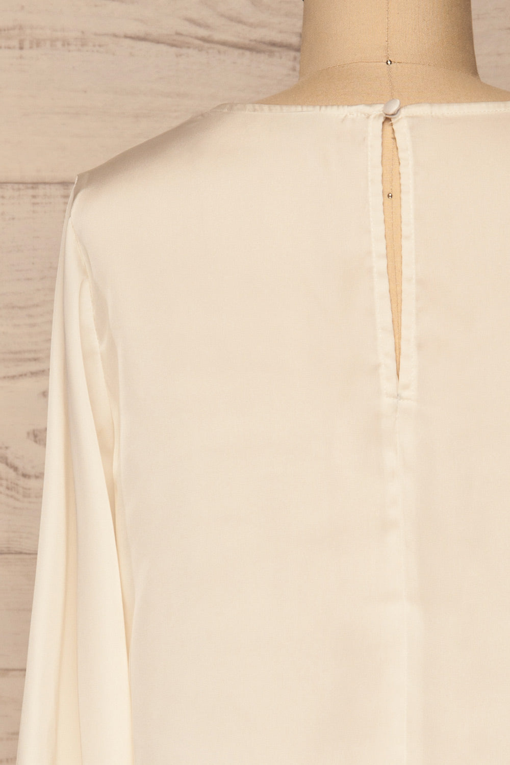 Pelplin Ivory Long Sleeve Silky Blouse | La petite garçonne back close-up