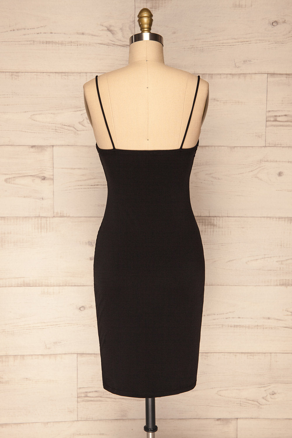 Phoebe Black Short Fitted Dress w/ V-Neck | La Petite Garçonne back view