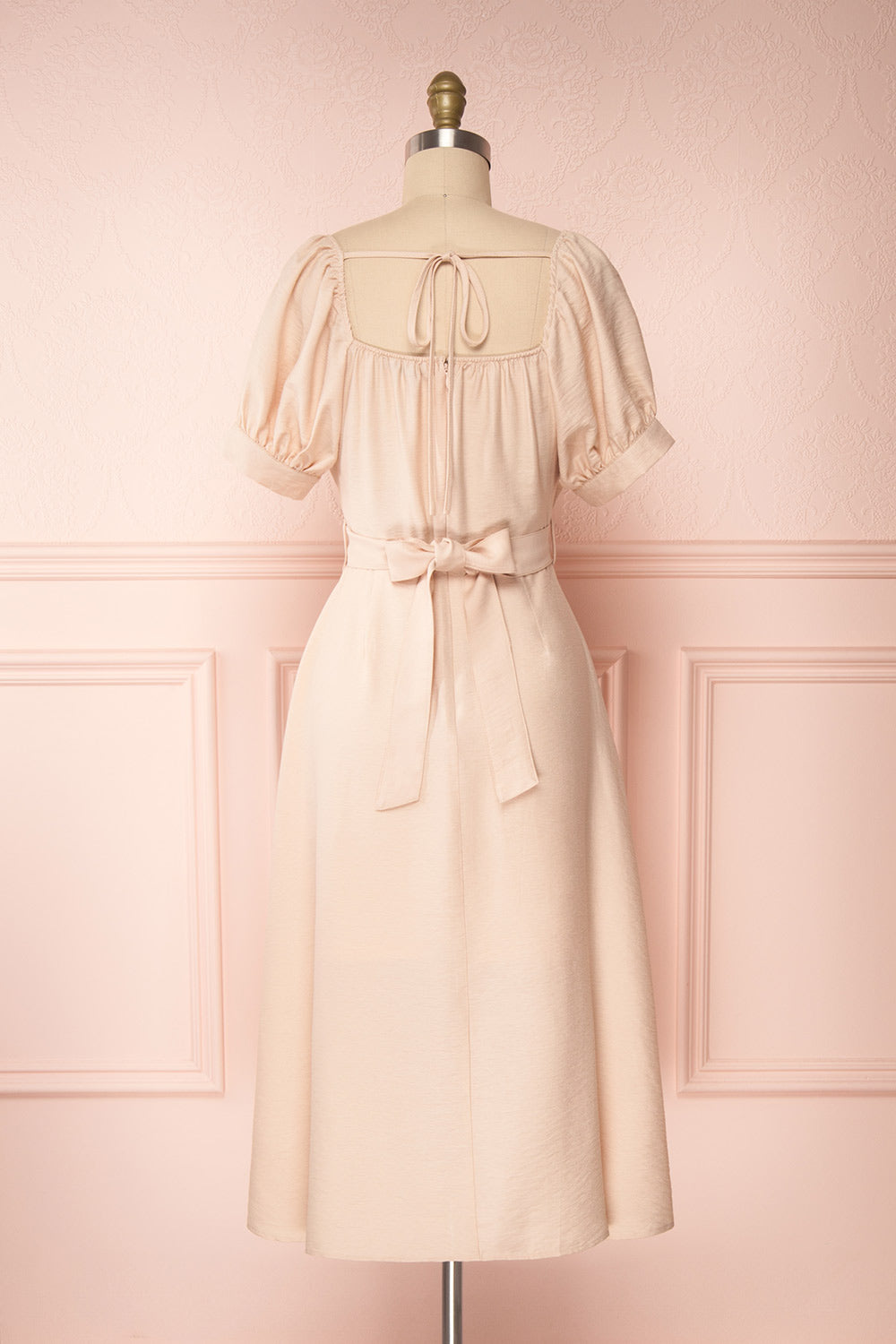 Piastow Sand Beige Short Sleeve Midi Dress | Boutique 1861 back view