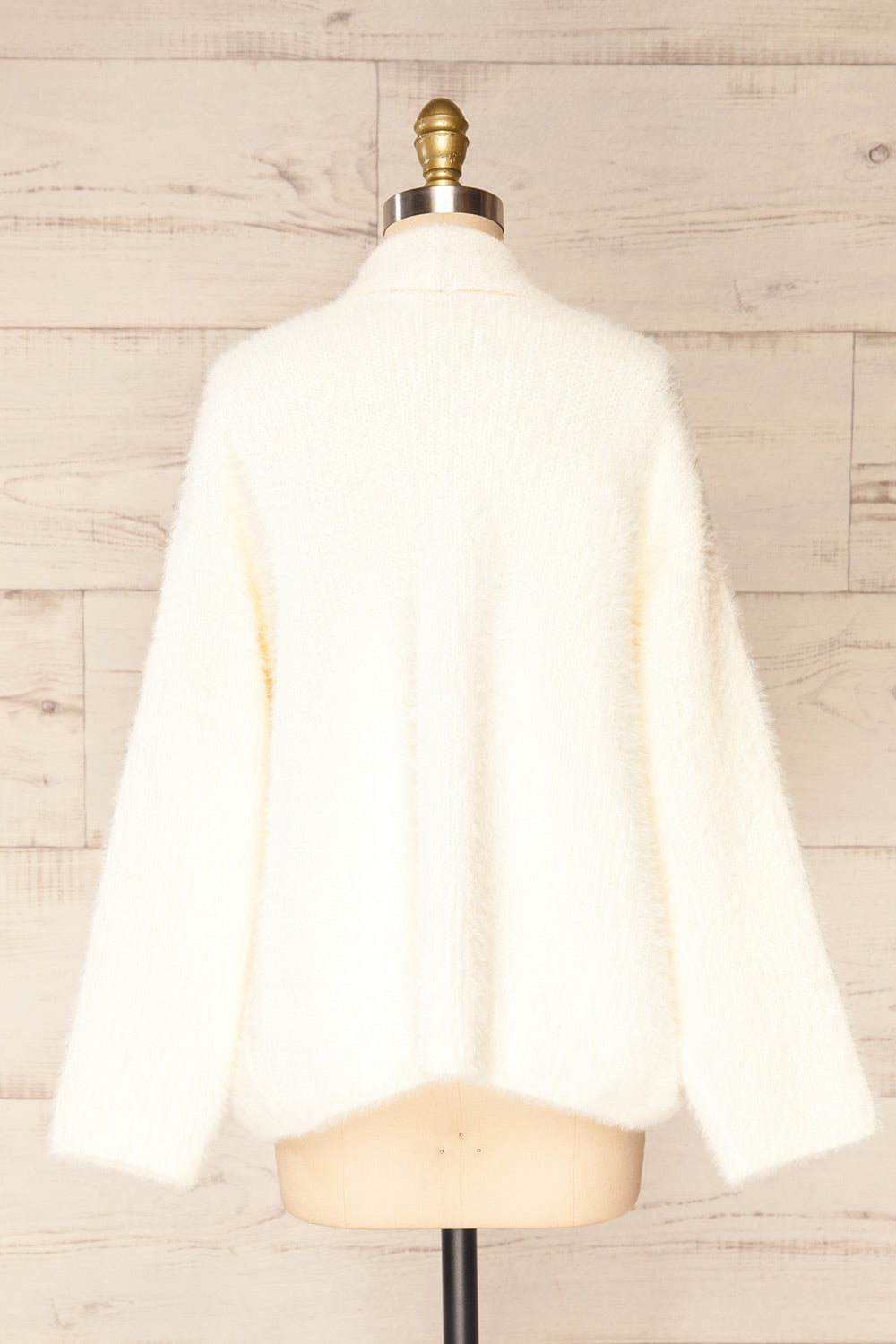 Plock Ivory Fuzzy Open Cardigan | La petite garçonne back view