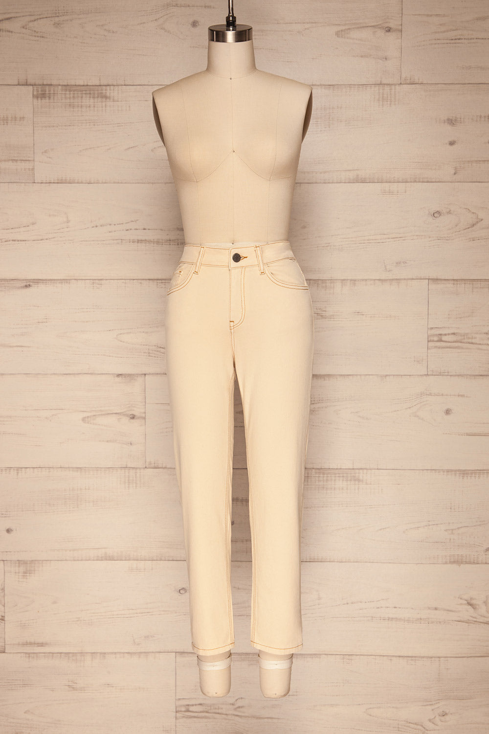 Podgorica Beige High-Waisted Jeans front view | La petite garçonne
