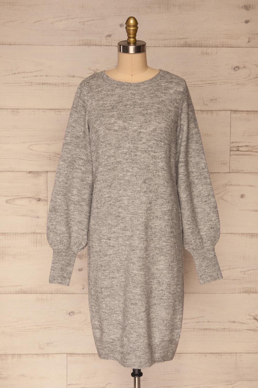 Poorto Grey Short Knitted Dress | La petite garçonne front view