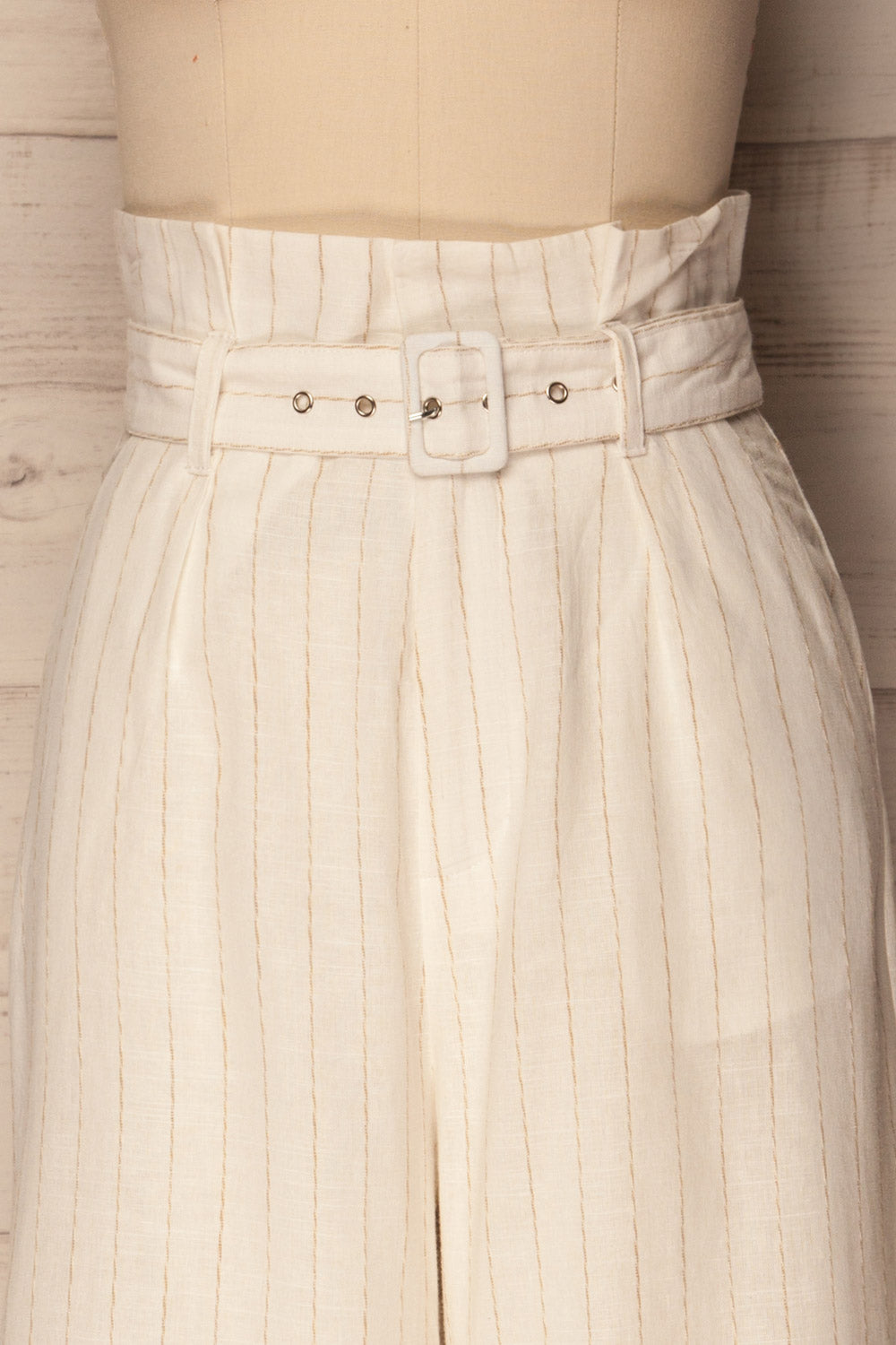 Poreba White & Beige Striped Cropped Pants | La Petite Garçonne 2