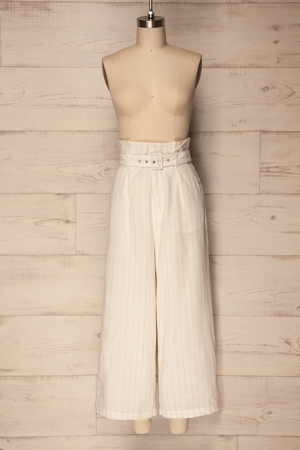 Poreba White & Beige Striped Cropped Pants | La Petite Garçonne 1