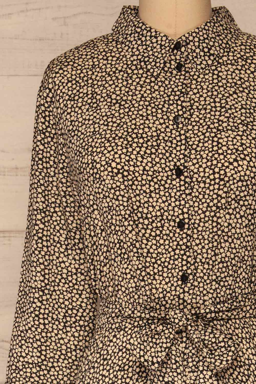 Portoviejo Black & White Maxi Dress | La petite garçonne front close-up