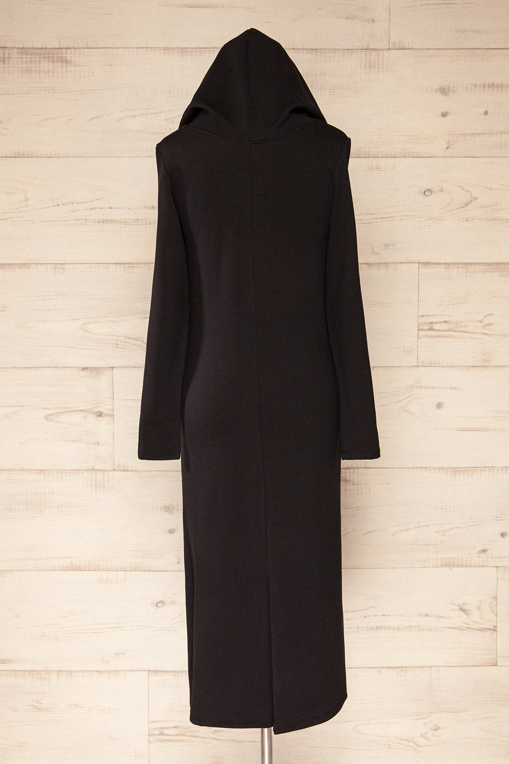 Prague Black Midi Hooded Sweater Dress | La petite garçonne back hood view