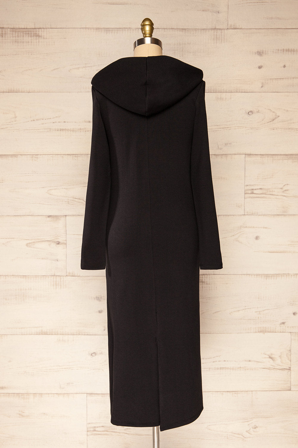 Prague Black Midi Hooded Sweater Dress | La petite garçonne back view