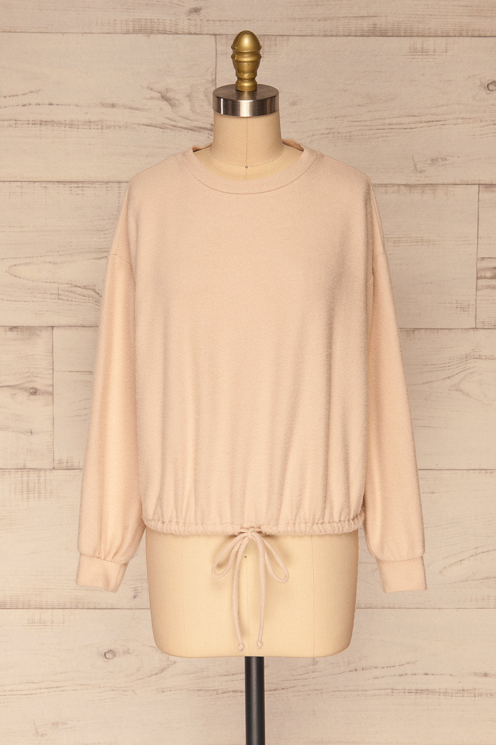 Praszka Beige Long Sleeve Top | La petite garçonne front view