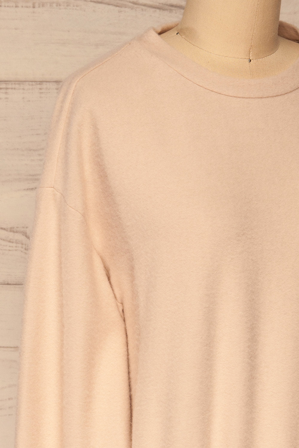 Praszka Beige Long Sleeve Top | La petite garçonne side close-up