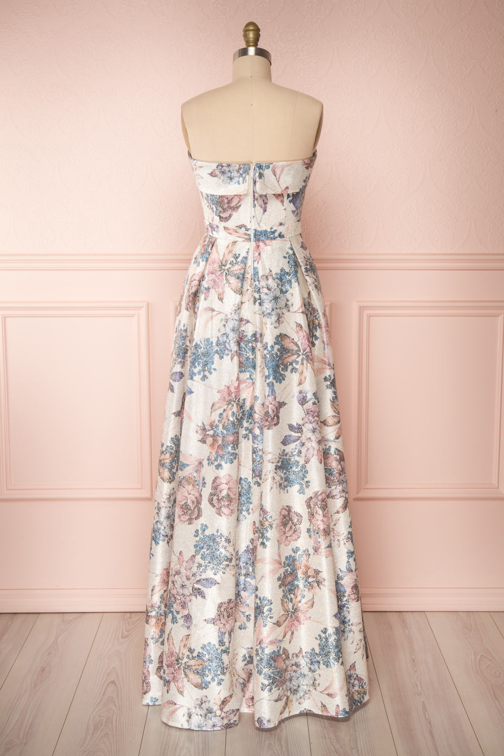 Prencelia White Floral Bustier Maxi Dress | Boudoir 1861 back view