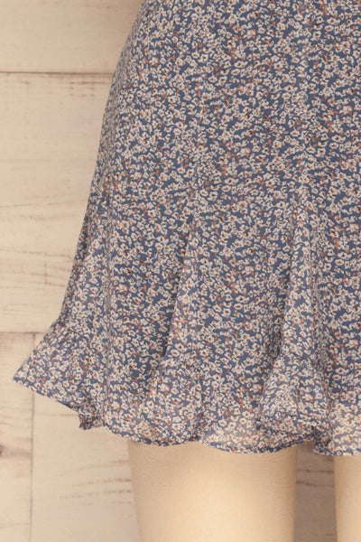 Preveza Blue Floral Ruffle Mini Skirt | La petite garçonne bottom